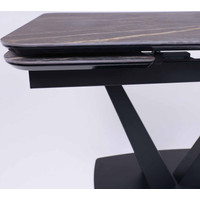 Кухонный стол Аврора Ле-ман 120-184x80 (коричневый noir desir bocciardato/черный матовый)