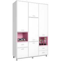 Шкаф распашной Polini Kids Mirum 2335 трехсекционный (белый/розовый)