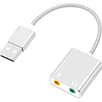 USB аудиоадаптер USBTOP USB Hi-Fi 3D 2.1/7.1 (серебристый, с кабелем)