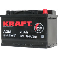 Автомобильный аккумулятор KRAFT AGM 70 R+