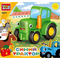 Конструктор Город мастеров Большие кубики 10011-GK Зеленый трактор