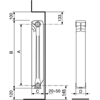 Алюминиевый радиатор Fondital Ardente C2 500/100 V63903408 (8 секций)