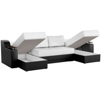 П-образный диван Craftmebel Сенатор (п-образный, боннель, экокожа, белый/черный)