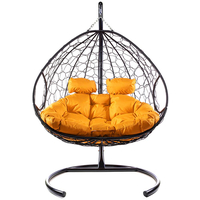 Подвесное кресло M-Group Для двоих 11450407 (черный ротанг/оранжевая подушка) в Бобруйске