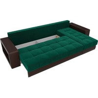 Угловой диван Лига диванов Дубай 105802 (правый, велюр/экокожа, зеленый/коричневый)