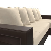 Угловой диван Лига диванов Дубай лайт правый 114182 (микровельвет бежевый/экокожа коричневый)