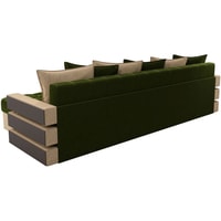 П-образный диван Craftmebel Венеция П (боннель, вельвет, зеленый/бежевый)