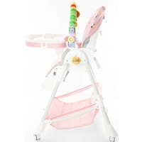 Высокий стульчик ForKiddy Podium Toys 0+ (два чехла +х/б вкладыш, розовый, дуга зоопарк)