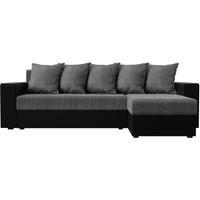 Угловой диван Лига диванов Дубай лайт правый 114197 (рогожка серый/экокожа черный)