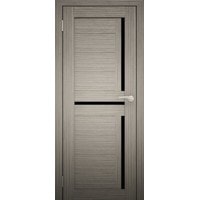 Межкомнатная дверь Юни Амати 18 (ч) 90x200 (дуб дымчатый/черное стекло)