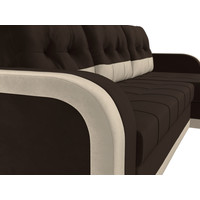 Угловой диван Лига диванов Марсель 29542 (левый, микровельвет, коричневый/бежевый)