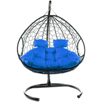Подвесное кресло M-Group Для двоих 11450410 (черный ротанг/синяя подушка) в Орше