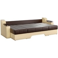 П-образный диван Craftmebel Сенатор (п-образный, боннель, экокожа, коричневый/бежевый)
