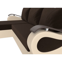 Угловой диван Лига диванов Меркурий лайт левый (микровельвет коричневый/экокожа бежевый)