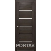 Межкомнатная дверь Portas S22 90x200 (орех шоколад, стекло lacobel белый лак)
