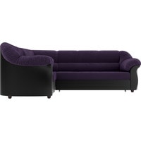 Угловой диван Лига диванов Карнелла 29424 (левый, велюр/экокожа, фиолетовый/черный)