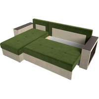 Угловой диван Лига диванов Дубай лайт левый (микровельвет зеленый/бежевый)