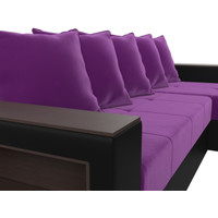 Угловой диван Mebelico Дубай лайт правый 114185 (микровельвет фиолетовый/экокожа черный)