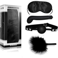 Набор Lovetoy Deluxe Bondage Kit (маска, тиклер, кляп, G-вибратор) SM1013 Black