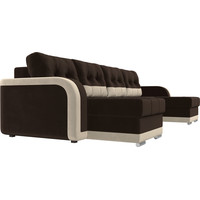 П-образный диван Лига диванов Марсель 29548 (микровельвет, коричневый/бежевый)