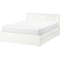 Кровать Ikea Сонгесанд 200x160 (два ящика, белый, Лонсет) 492.412.58