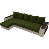 Угловой диван Лига диванов Дубай 105794 (левый, микровельвет, зеленый/бежевый)