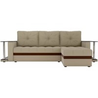 Угловой диван Лига диванов Атланта М 2 стола 100124 (правый, рогожка, бежевый)