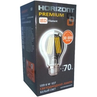 Светодиодная лампочка Horizont A60 E27 6 Вт 4000 К (матированная)
