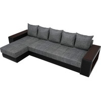 Угловой диван Лига диванов Дубай 29105 (левый, рогожка, серый/черный)