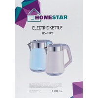 Электрический чайник HomeStar HS-1019 (стальной/голубой)