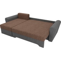 Угловой диван Лига диванов Амстердам 35185 (левый, рогожка, коричневый/серый)
