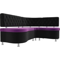 Угловой диван Лига диванов Вегас 105182 (правый, фиолетовый/черный)