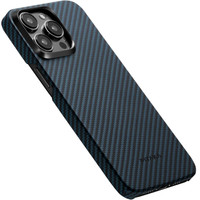 Чехол для телефона Pitaka MagEZ Case 4 для iPhone 15 Pro Max (1500D twill, черный/синий)