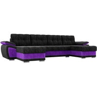 П-образный диван Лига диванов Нэстор 31532 (велюр, черный/фиолетовый)