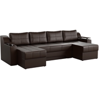 П-образный диван Mebelico Сенатор 59359 (экокожа, коричневый)