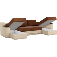 П-образный диван Mebelico Сенатор 59367 (рогожка, коричневый/бежевый)