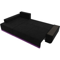 Угловой диван Лига диванов Чикаго левый 110754L (микровельвет черный/подушки фиолетовые)