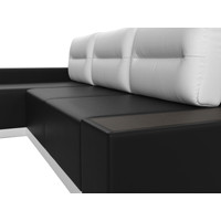 Угловой диван Лига диванов Чикаго левый 110770L (экокожа черный/подушки белые)