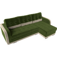 Угловой диван Лига диванов Марсель 29541 (левый, микровельвет, зеленый/бежевый)
