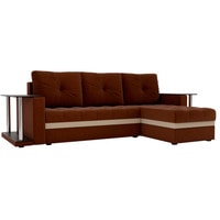 Угловой диван Craftmebel Атланта М угловой 2 стола (нпб, правый, коричневая рогожка)