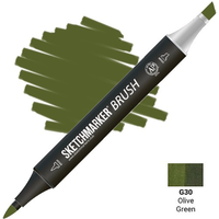Маркер художественный Sketchmarker Brush Двусторонний G30 SMB-G30 (оливковый зеленый) в Орше