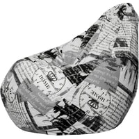 Кресло-мешок Pinokio Груша (MAXI, ткань грета, принт Газета, 5-9 мм)