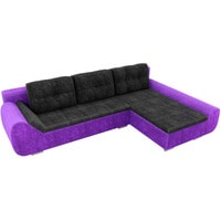 Угловой диван Лига диванов Анталина 100000 (правый, велюр, черный/фиолетовый)