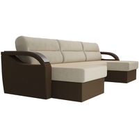 П-образный диван Лига диванов Форсайт 100816 (бежевый/коричневый)