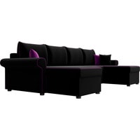 П-образный диван Лига диванов Милфорд 31574 (микровельвет, черный)