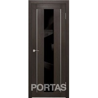 Межкомнатная дверь Portas S25 60x200 (орех шоколад, стекло lacobel черный лак)