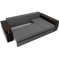 Угловой диван Лига диванов Майами 103035 (правый, рогожка/экокожа, серый/черный/бежевый)