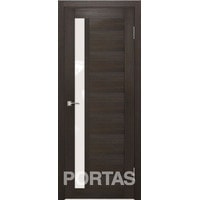 Межкомнатная дверь Portas S28 80x200 (орех шоколад, стекло lacobel белый лак)