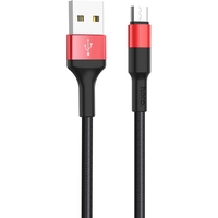 Кабель Hoco X26 USB Type-A - microUSB (1 м, черный/красный)