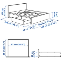 Кровать Ikea Мальм 200x180 (2 ящика, дубовый/беленый, Леирсунд) 492.109.64